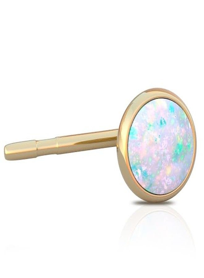 biliboom 14K Gold Nose Stud - White Opal Nose Ring - L Shape Nostril Piercing - Tiny Dainty Gold Nose Jewelry - Minimal Opal Piercing for Women - Image 3